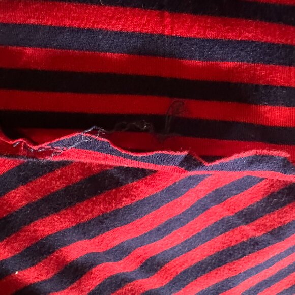 Lacoste Big Croc Women's Red Blue Stripe Shirt Size 36 - Picture 4 of 4